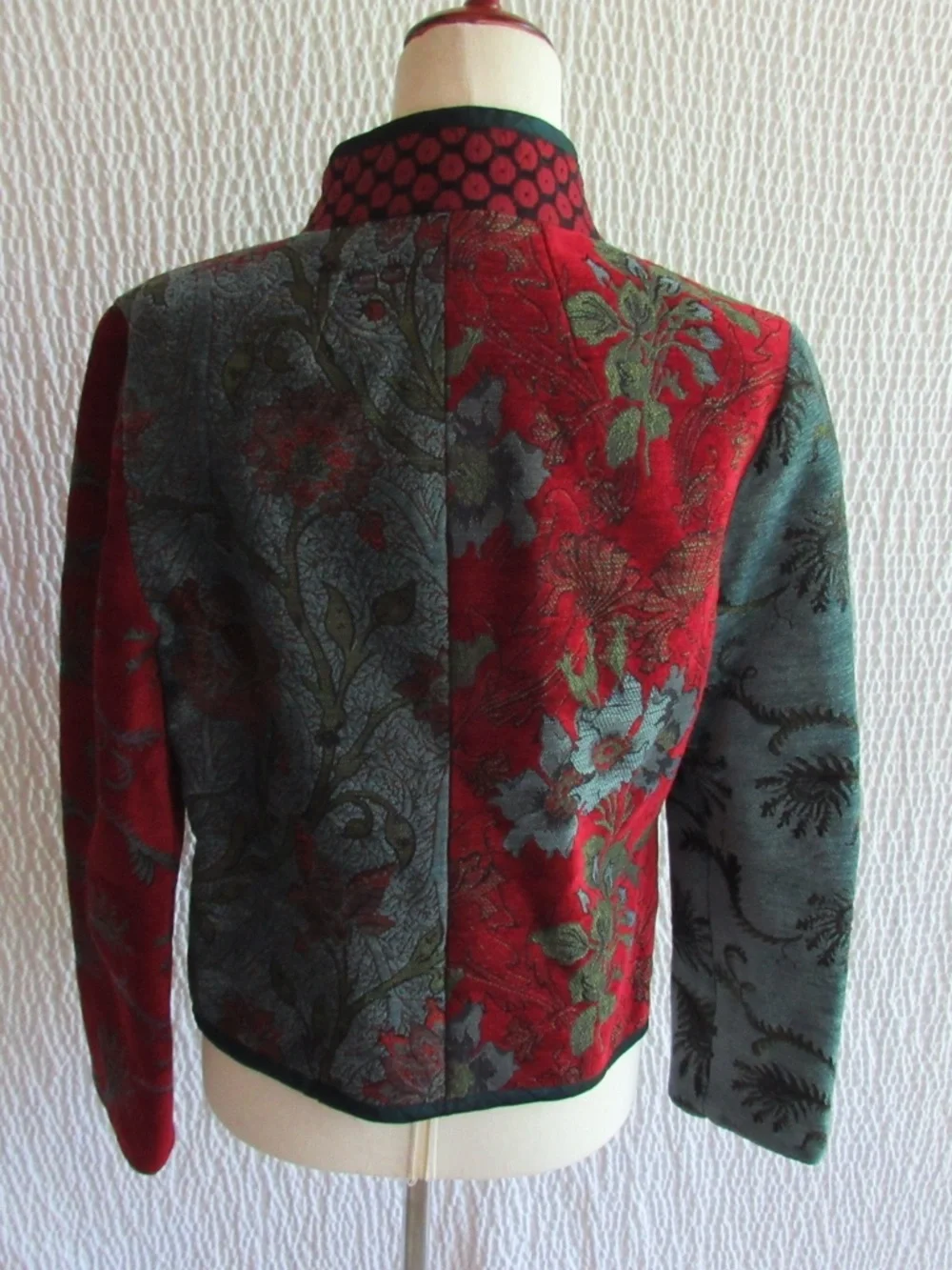 Mary Lynn O'Shea Women's Tapestry Jacket Blazer Colorful Red Gray Vintage P